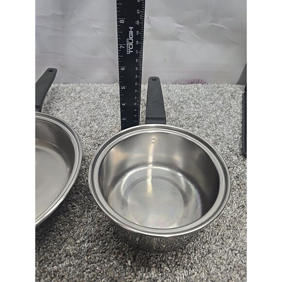 Vintage Flint Ware By Ekco 1 Qt Stainless Steel Sauce Pan With Lid And Skillet - Picture 7 of 16